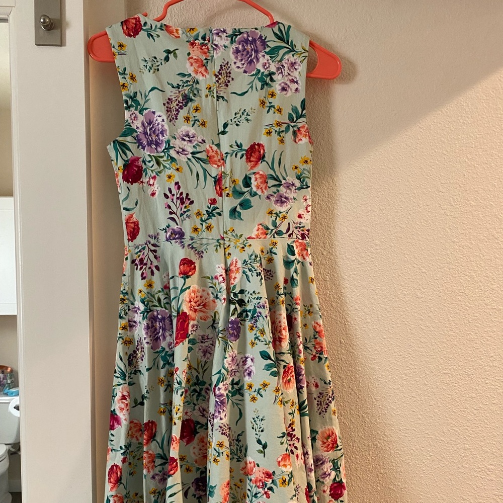 Robe Mi-longue Fille à Manches Longues - Motif Floral, Coupe Trapèze, Printemps/automne (98% Polyester, 2% Viscose)